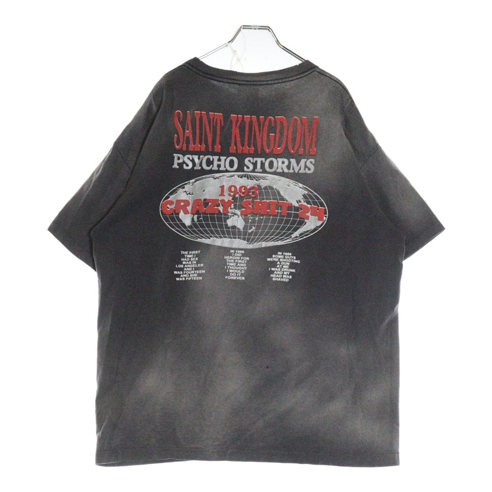 SAINT MICHAEL(セントマイケル) 24SS SS TEE ST KINGDOM キングダム 両面プリント クルーネック コットン 半袖 Tシャツ カットソー グレー SM-YS8-0000-C45