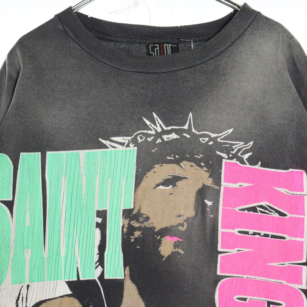SAINT MICHAEL(セントマイケル) 24SS SS TEE ST KINGDOM キングダム 両面プリント クルーネック コットン 半袖 Tシャツ カットソー グレー SM-YS8-0000-C45