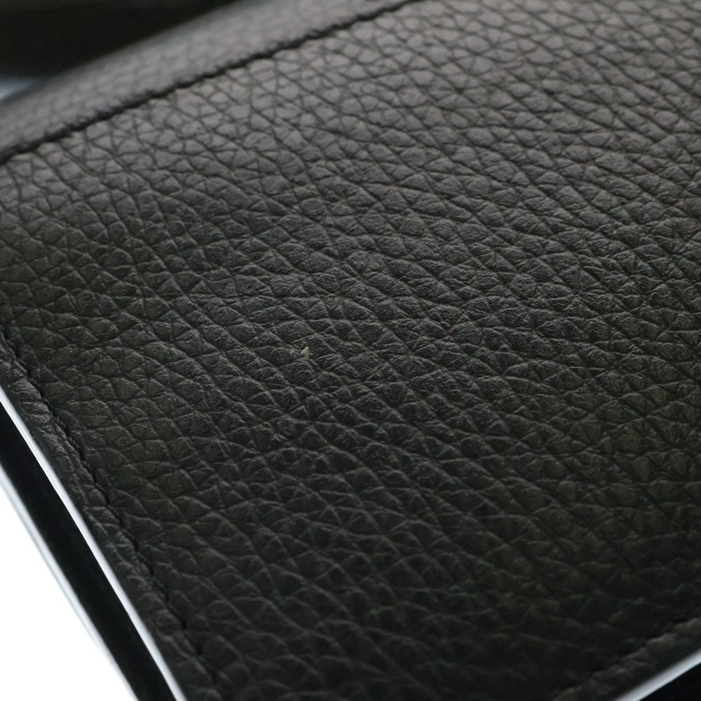 EMPORIO ARMANI(エンポリオアルマーニ) ロゴプリント レザー ミニポーチ付き ショルダーバッグ ブラック/ゴールド レディース