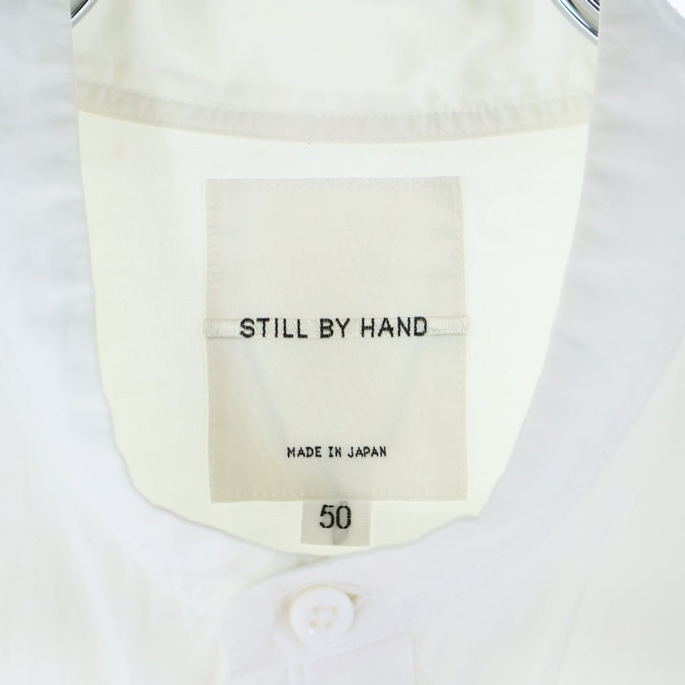 STILL BY HAND(スティルバイハンド) ノーカラー コットン 長袖シャツ ホワイト SH0653