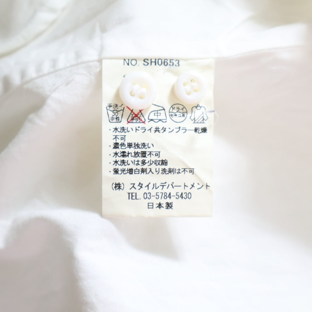 STILL BY HAND(スティルバイハンド) ノーカラー コットン 長袖シャツ ホワイト SH0653