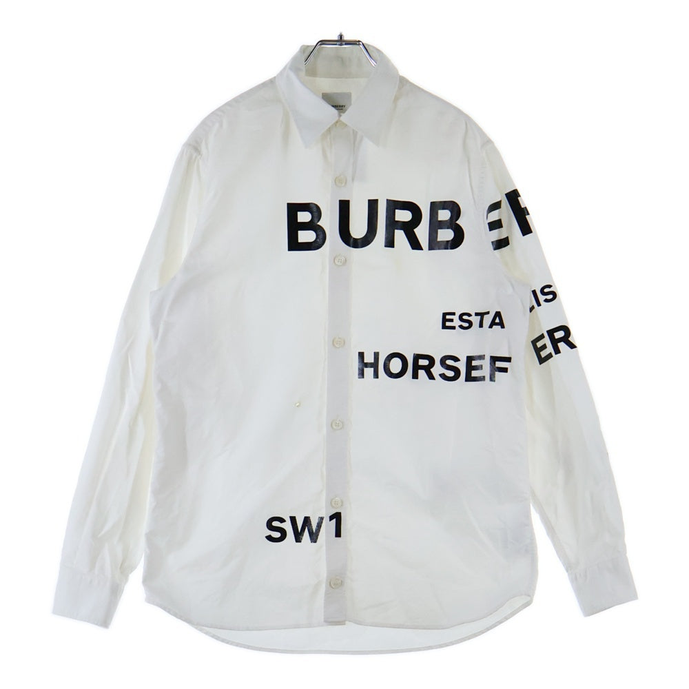 BURBERRY(バーバリー) ホースフェリー ロゴプリント レギュラーカラー 長袖シャツ ホワイト/ブラック 8023776
