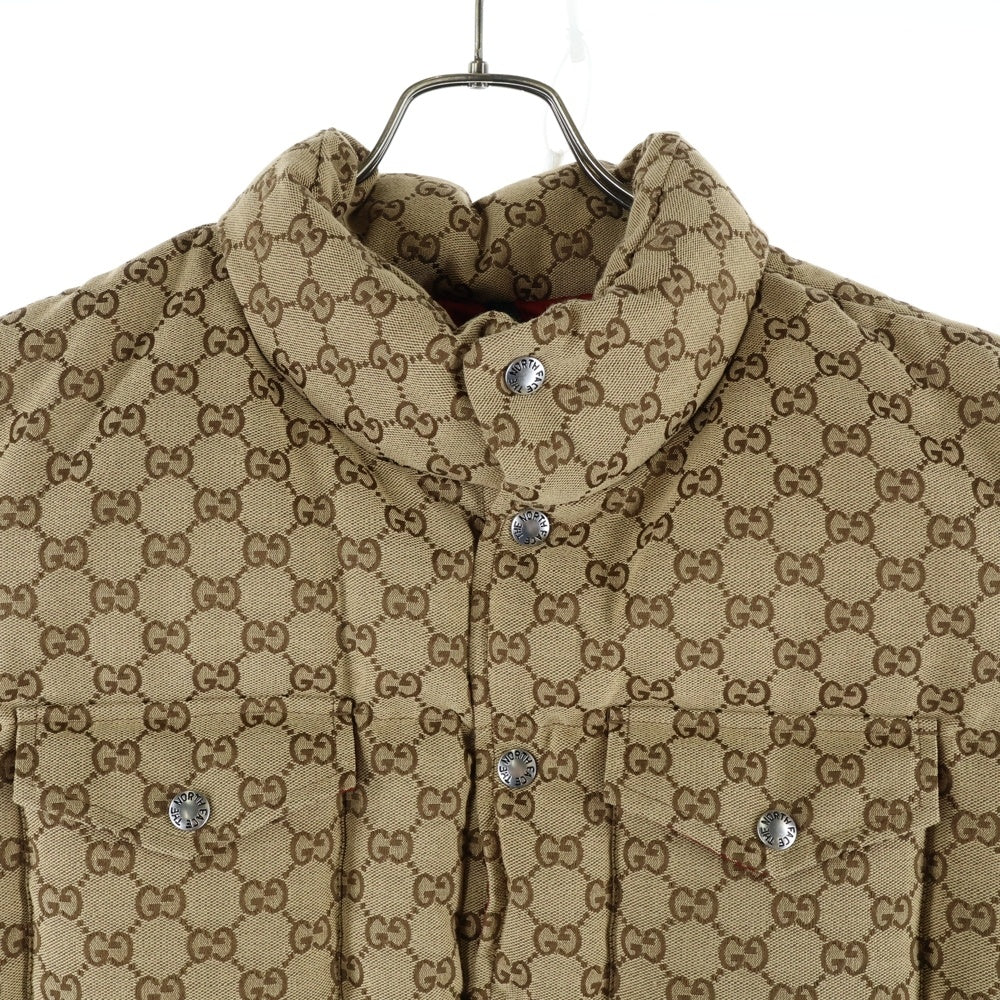 GUCCI(グッチ) 21AW×THE NORTH FACE ノースフェイス GG総柄 ボタンダウン ダウンベスト ベージュ 670768 Z8APY