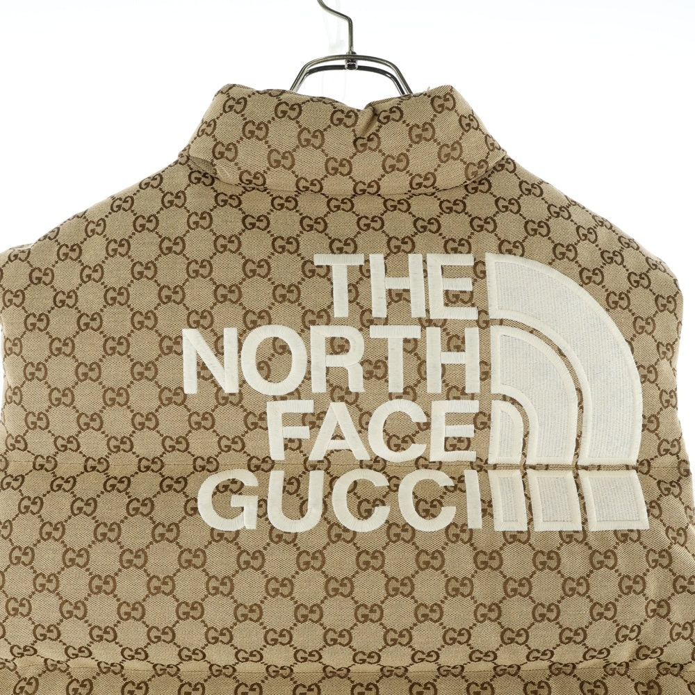 GUCCI(グッチ) 21AW×THE NORTH FACE ノースフェイス GG総柄 ボタンダウン ダウンベスト ベージュ 670768 Z8APY