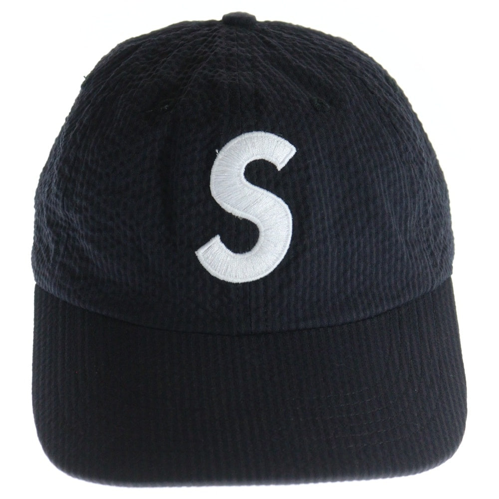 SUPREME(シュプリーム) 24SS Seersucker S Logo 6-Panel シアサッカー エス ロゴ 6 パネルキャップ 帽子 ネイビー