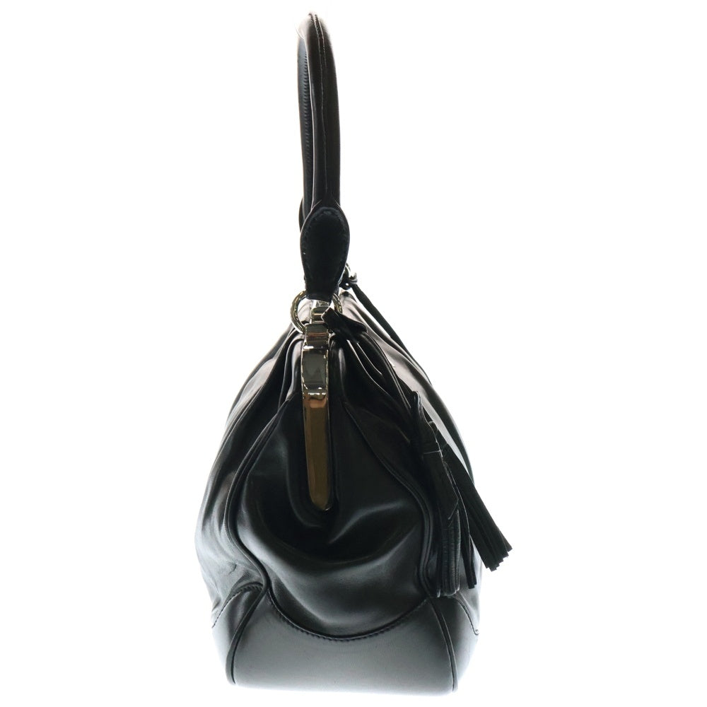 PRADA(プラダ) NAPPA SPORT BAG がま口 レザー タック ボストン ハンドバッグ レディース ブラック BR3481