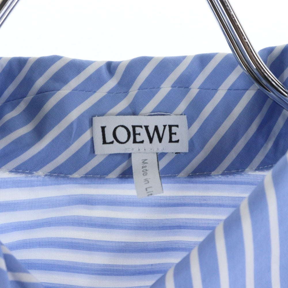 LOEWE(ロエベ) レギュラーカラー ストライプ コットン ボウタイ リボン 長袖 シャツ レディース ブルー/ホワイト S359337XBB