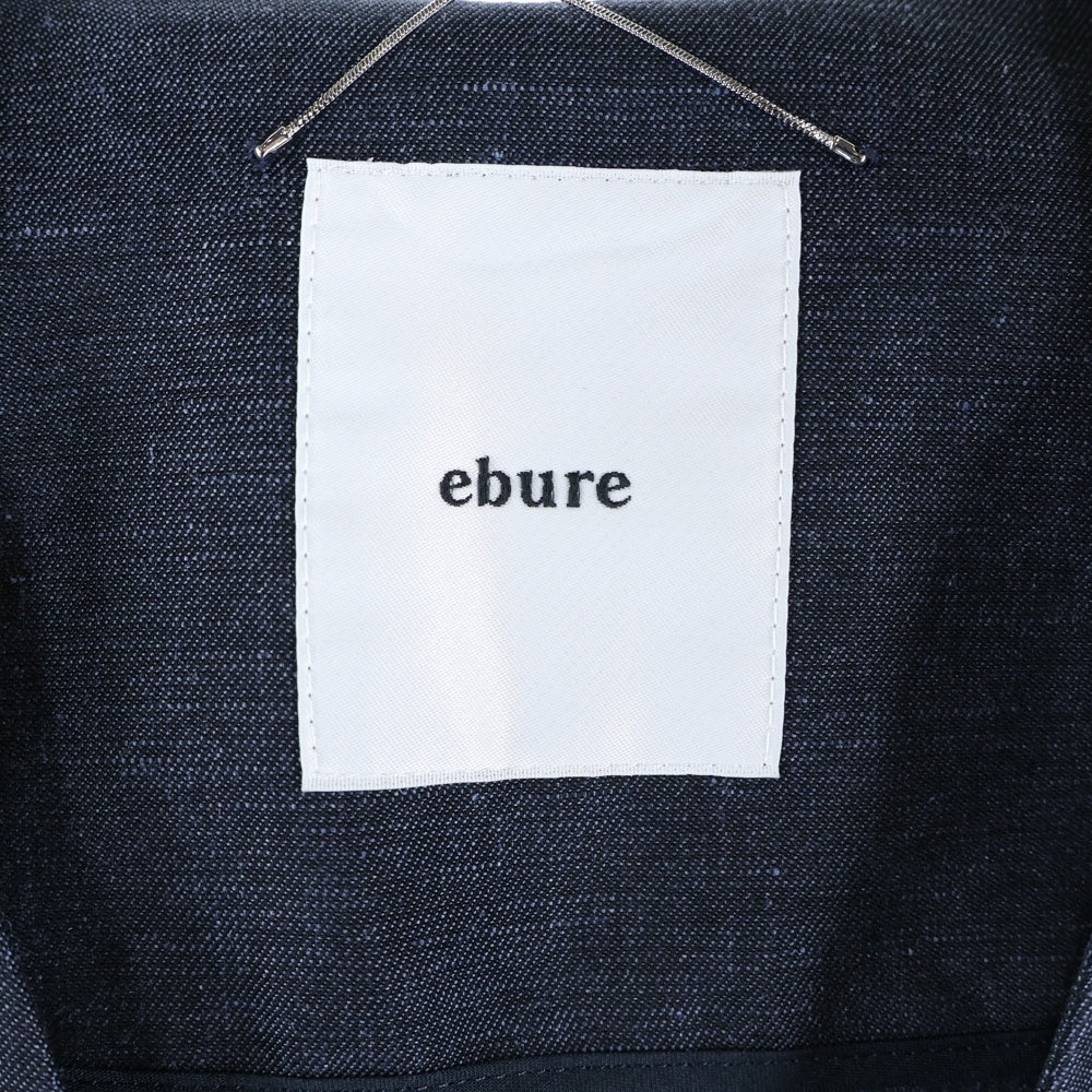 ebure(エブール) リヨセル ノーカラー フラット コート レディース ネイビー 2910200024