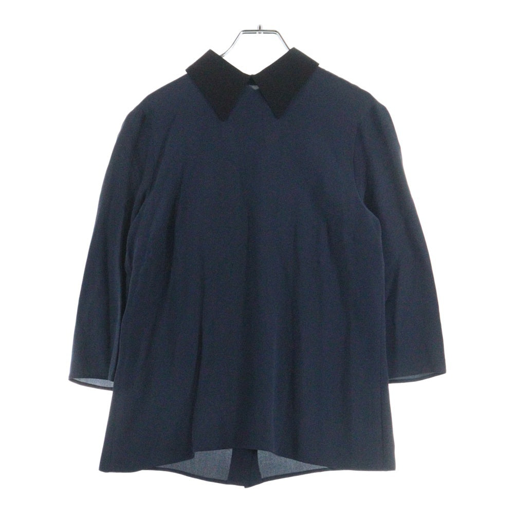 PRADA(プラダ) ダブルカラー フラット シルク 長袖 シャツ レディース ネイビー P4960G R162 1SV1