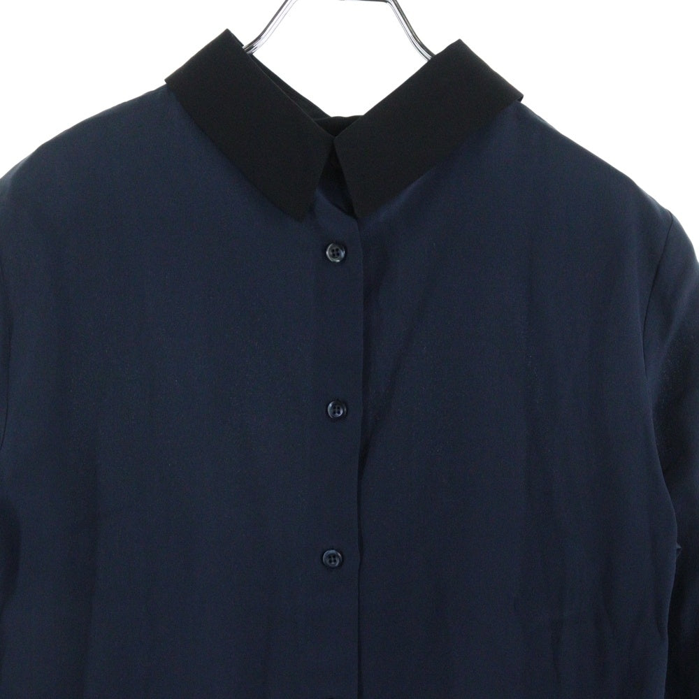 PRADA(プラダ) ダブルカラー フラット シルク 長袖 シャツ レディース ネイビー P4960G R162 1SV1