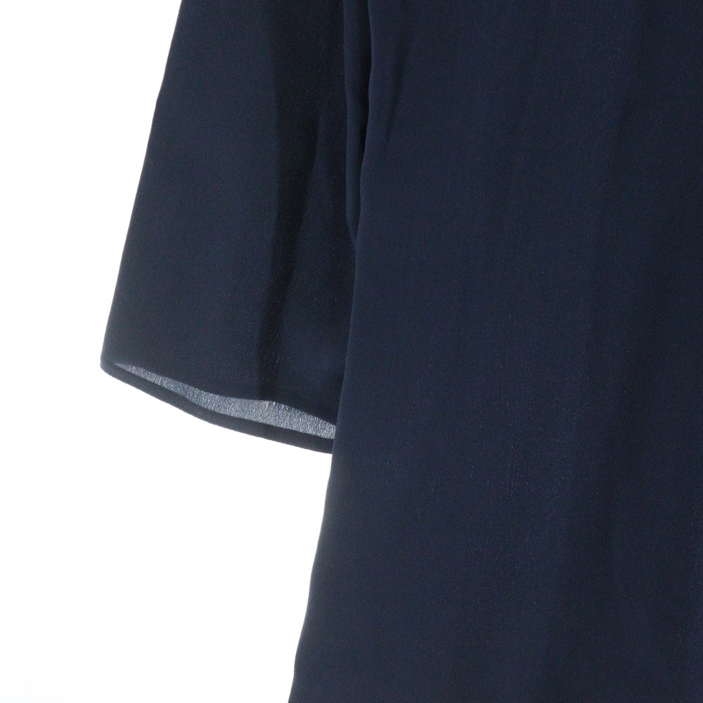 PRADA(プラダ) ダブルカラー フラット シルク 長袖 シャツ レディース ネイビー P4960G R162 1SV1