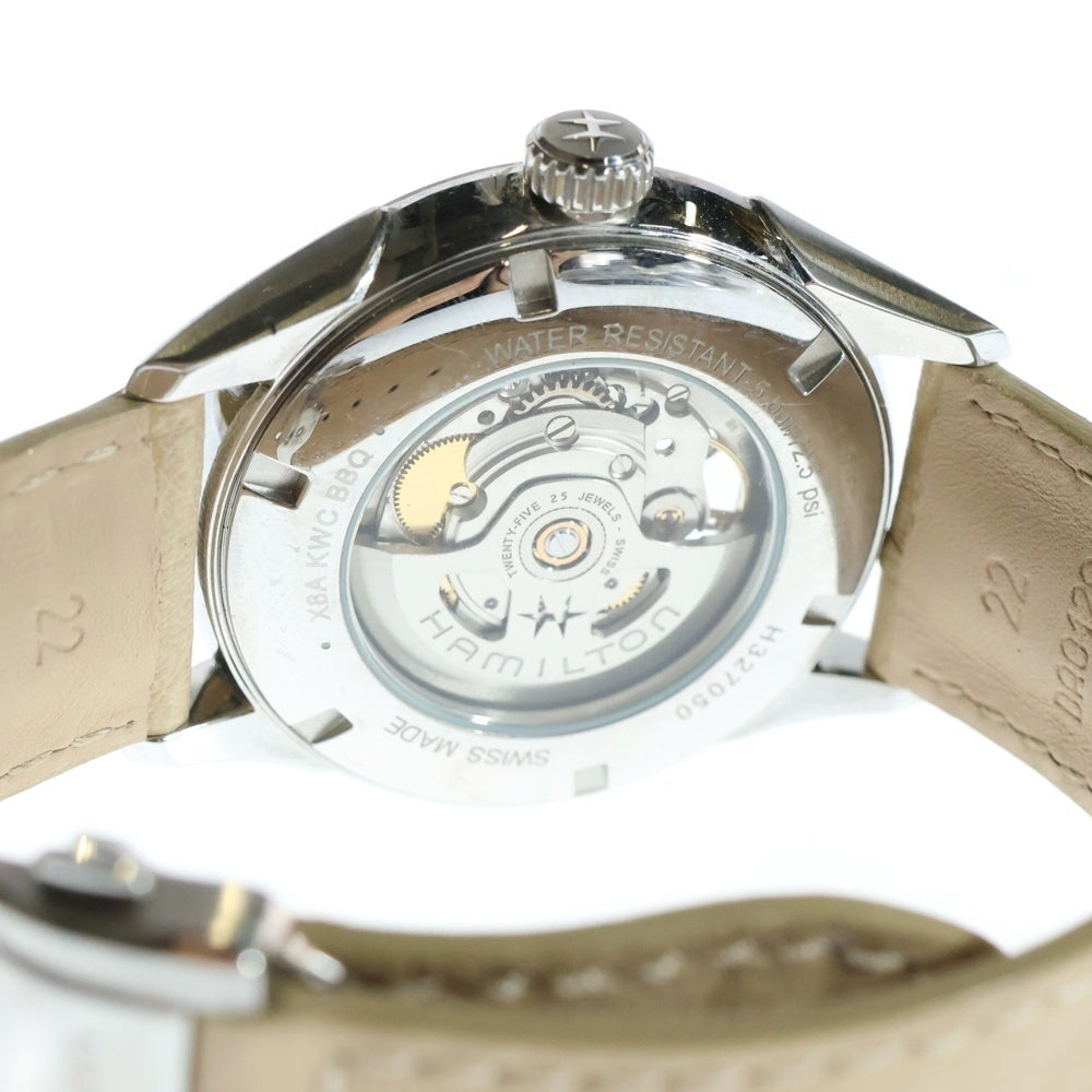 HAMILTON(ハミルトン) Jazzmaster Open Heart ジャズマスター オープンハート 自動巻き レザーベルト 腕時計 シルバー/ベージュ H327050