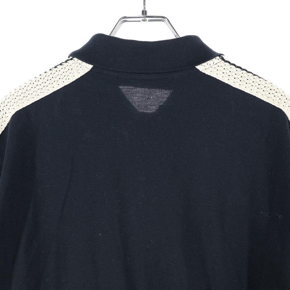 Palm Angels(パームエンジェルス) 23AW MONOGRAM PIQUET POLO TRACK SHIRT モノグラム ピケ ロゴエンブロイダリー トラック シャツジャケット ブラック/ベージュ PMBD046E23JER001