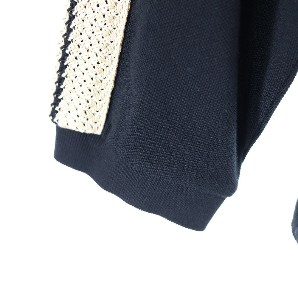 Palm Angels(パームエンジェルス) 23AW MONOGRAM PIQUET POLO TRACK SHIRT モノグラム ピケ ロゴエンブロイダリー トラック シャツジャケット ブラック/ベージュ PMBD046E23JER001
