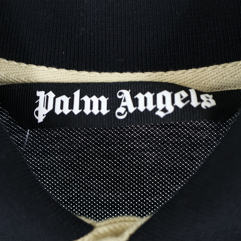 Palm Angels(パームエンジェルス) 23AW MONOGRAM PIQUET POLO TRACK SHIRT モノグラム ピケ ロゴエンブロイダリー トラック シャツジャケット ブラック/ベージュ PMBD046E23JER001