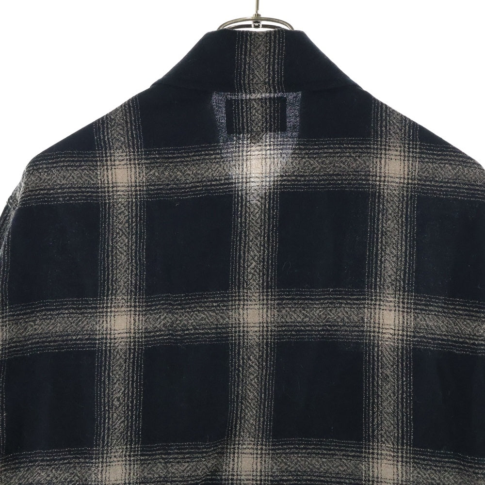 PENDLETON(ペンドルトン) × BILL WALL LEATHER CPO Zip Blouson ビルウォールレザー チェック ウール ジップアップ シャツジャケット ブラック/ベージュ 2475-9219
