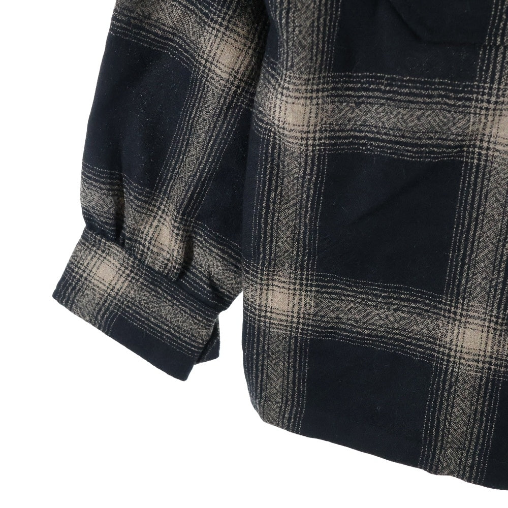 PENDLETON(ペンドルトン) × BILL WALL LEATHER CPO Zip Blouson ビルウォールレザー チェック ウール ジップアップ シャツジャケット ブラック/ベージュ 2475-9219