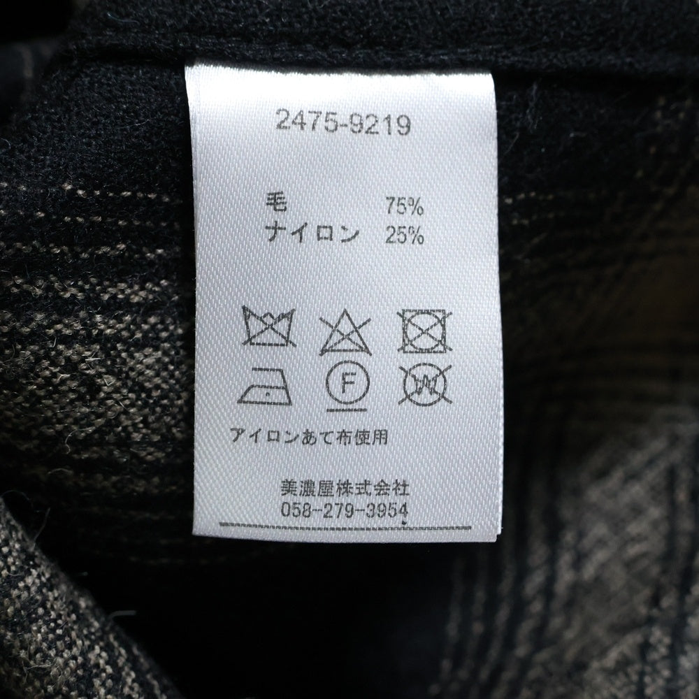 PENDLETON(ペンドルトン) × BILL WALL LEATHER CPO Zip Blouson ビルウォールレザー チェック ウール ジップアップ シャツジャケット ブラック/ベージュ 2475-9219