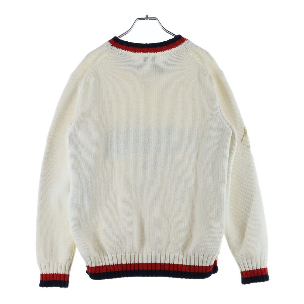 FENDI(フェンディ) ×FILA イタリア製 フロントロゴ トリコカラー コットンニット セーター ホワイト FAE137 A6JR