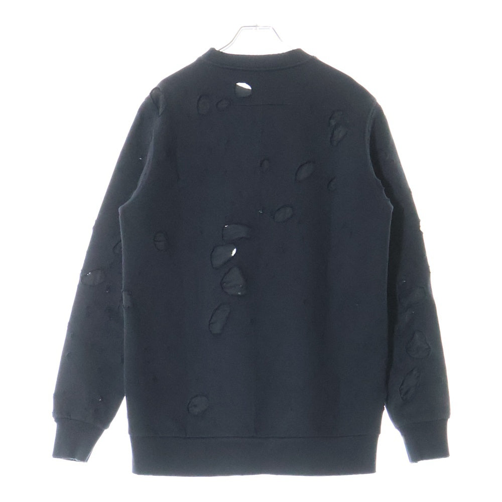 GIVENCHY(ジバンシィ) デストロイ ダメージ加工 フロントロゴ クルーネック スウェット トレーナー ブラック 16P 7705 485