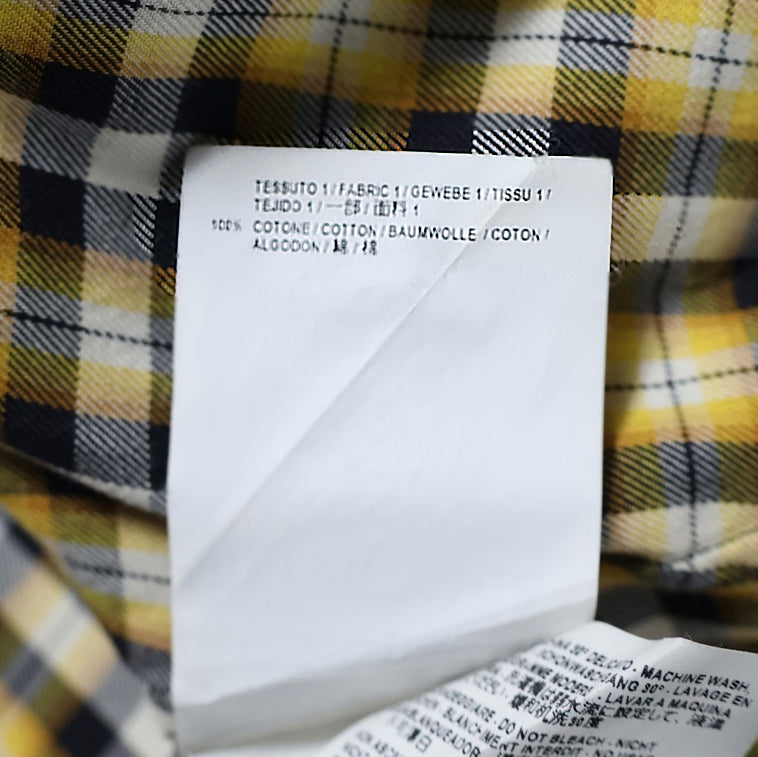 BALENCIAGA(バレンシアガ) バックロゴプリント チェック柄 ボウタイ ニュースウィング 長袖シャツ イエロー 520497 TBM09