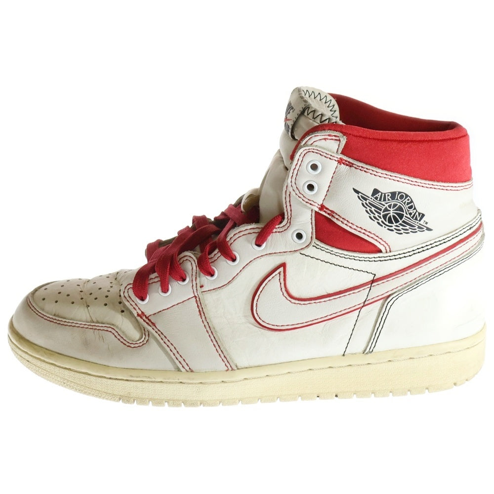 NIKE(ナイキ) AIR JORDAN1 RETRO HIGH OG SAIL UNIVERSITY エアジョーダン1 レトロ セイル ユニバーシティ ハイカットスニーカー ホワイト/レッド US10/28cm 555088-160