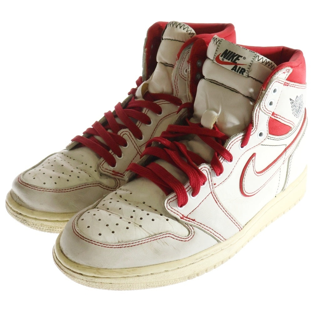 NIKE(ナイキ) AIR JORDAN1 RETRO HIGH OG SAIL UNIVERSITY エアジョーダン1 レトロ セイル ユニバーシティ ハイカットスニーカー ホワイト/レッド US10/28cm 555088-160