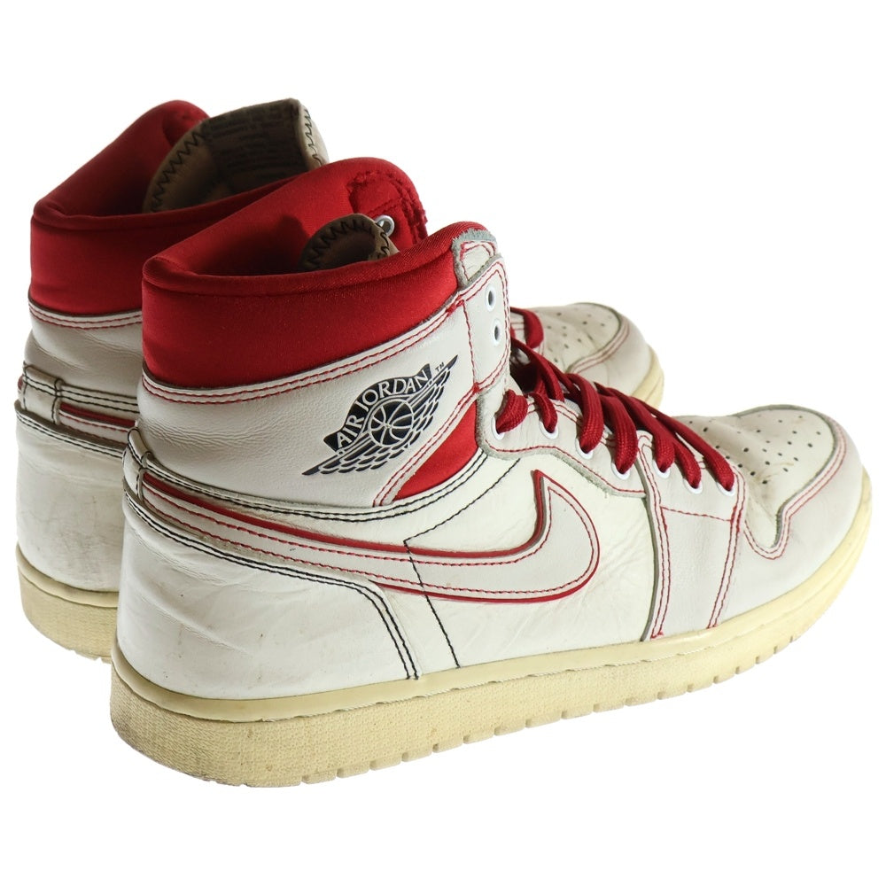 NIKE(ナイキ) AIR JORDAN1 RETRO HIGH OG SAIL UNIVERSITY エアジョーダン1 レトロ セイル ユニバーシティ ハイカットスニーカー ホワイト/レッド US10/28cm 555088-160