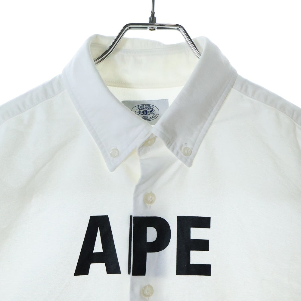 A BATHING APE(アベイシングエイプ) SHALL NEVER KILL シャル ネバー キル フロントプリント 長袖シャツ ホワイト 01SHF201003X