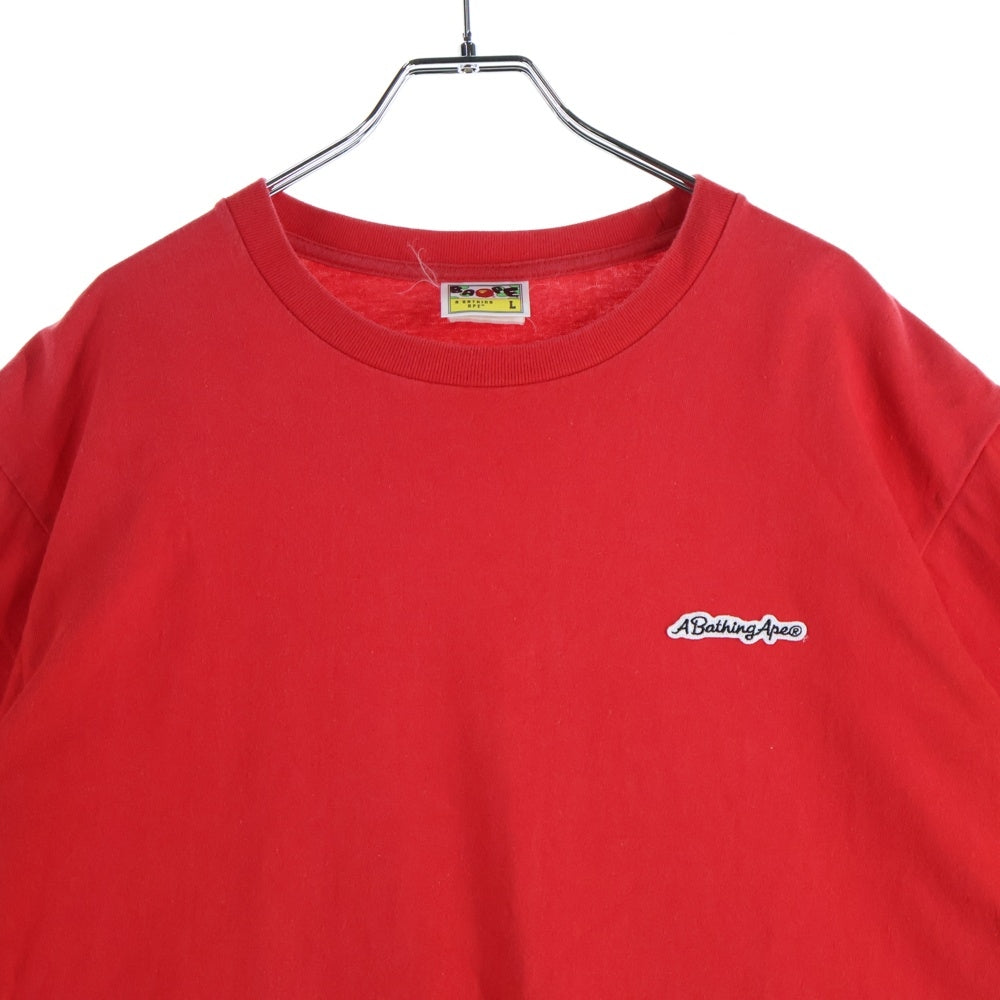 BAPE BY A BATHING APE(ベイプ ア ベイシング エイプ) ロゴワッペン付き クルーネック半袖Tシャツ カットソー レッド