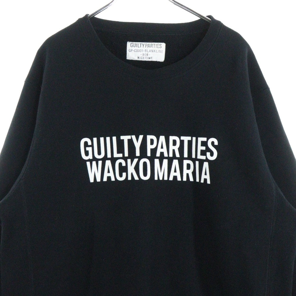 WACKO MARIA(ワコマリア) フロントロゴプリント コットン クルーネック プルオーバースウェット トレーナー ブラック