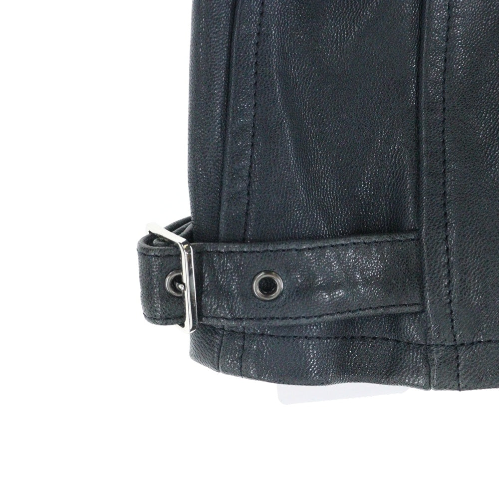 Haruf(ハルフ) ゴートスキン ジップアップ フーデッド レザージャケット ネイビー