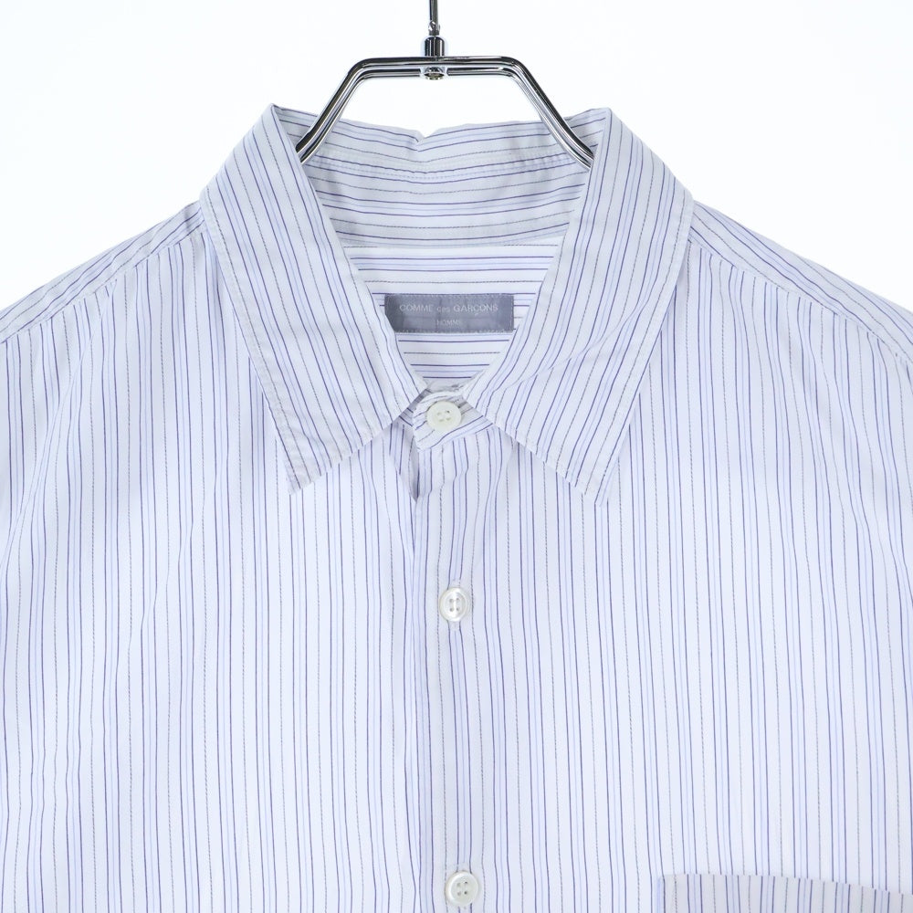 COMME des GARCONS HOMME(コムデギャルソンオム) 90S 田中オム期 銀タグ ストライプ 長袖シャツ ホワイト/ブルー