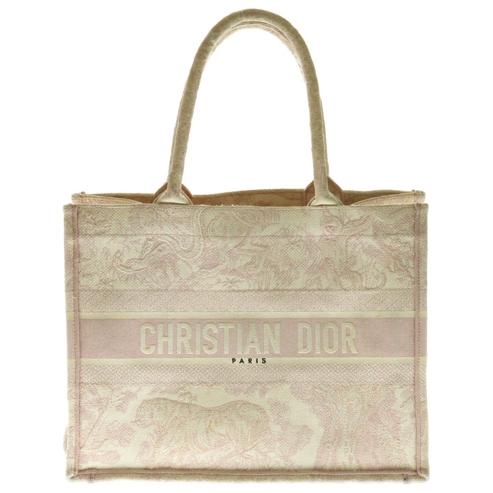 DIOR(ディオール) BOOK TOTE ブックトート トワルドジュイ キャンバス ハンド トートバッグ ミディアム ピンク レディース