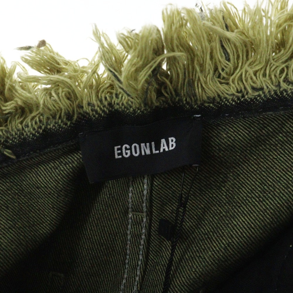 Egon Lab.(エゴンラボ) 25SS フリンジ チェック フレア パンツ グリーン SS25 DA 001 A