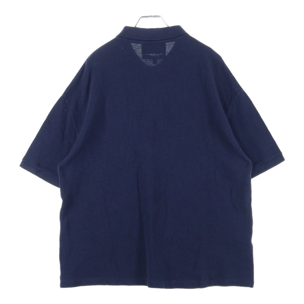 RAF SIMONS(ラフシモンズ) ×FRED PERRY フロントプリント オーバーサイズ コットン ポロシャツ ネイビー/ブラック SM4203