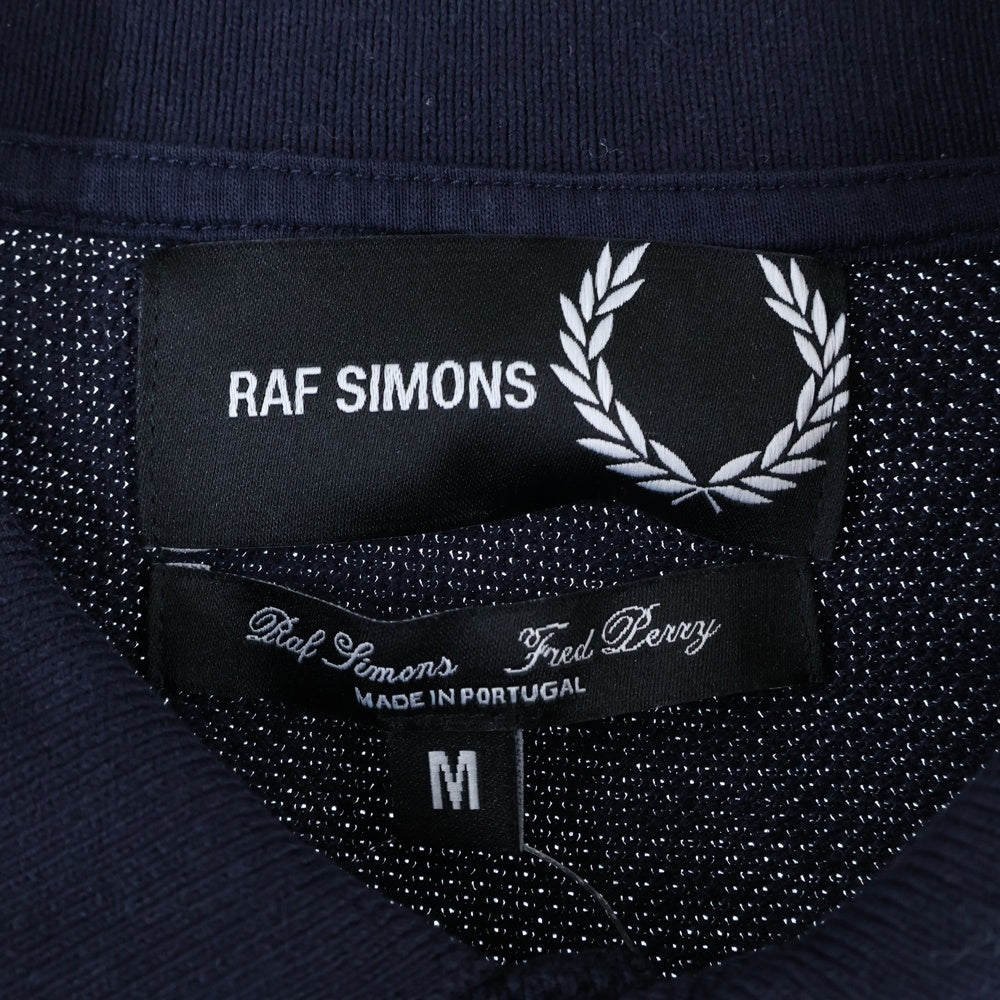 RAF SIMONS(ラフシモンズ) ×FRED PERRY フロントプリント オーバーサイズ コットン ポロシャツ ネイビー/ブラック SM4203