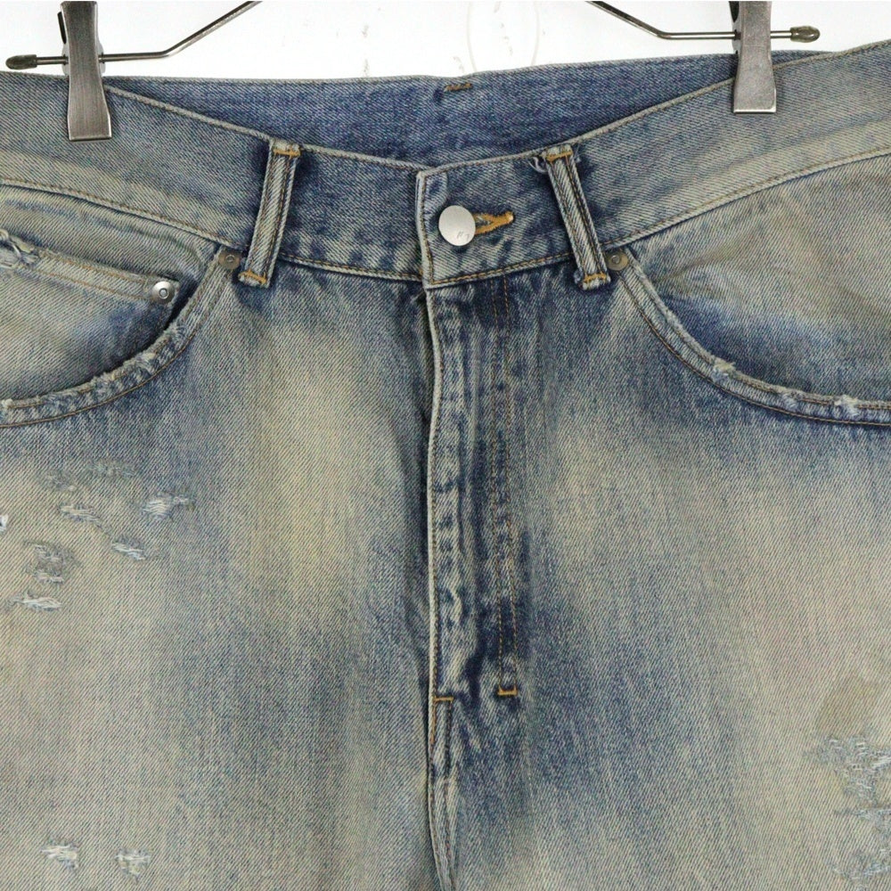 ANCELLM(アンセルム) P/DAMAGE DENIM STRAIGHT 5P PANTS ダメージ デニム ストレート パンツ ジーンズ インディゴ ANC-PT58