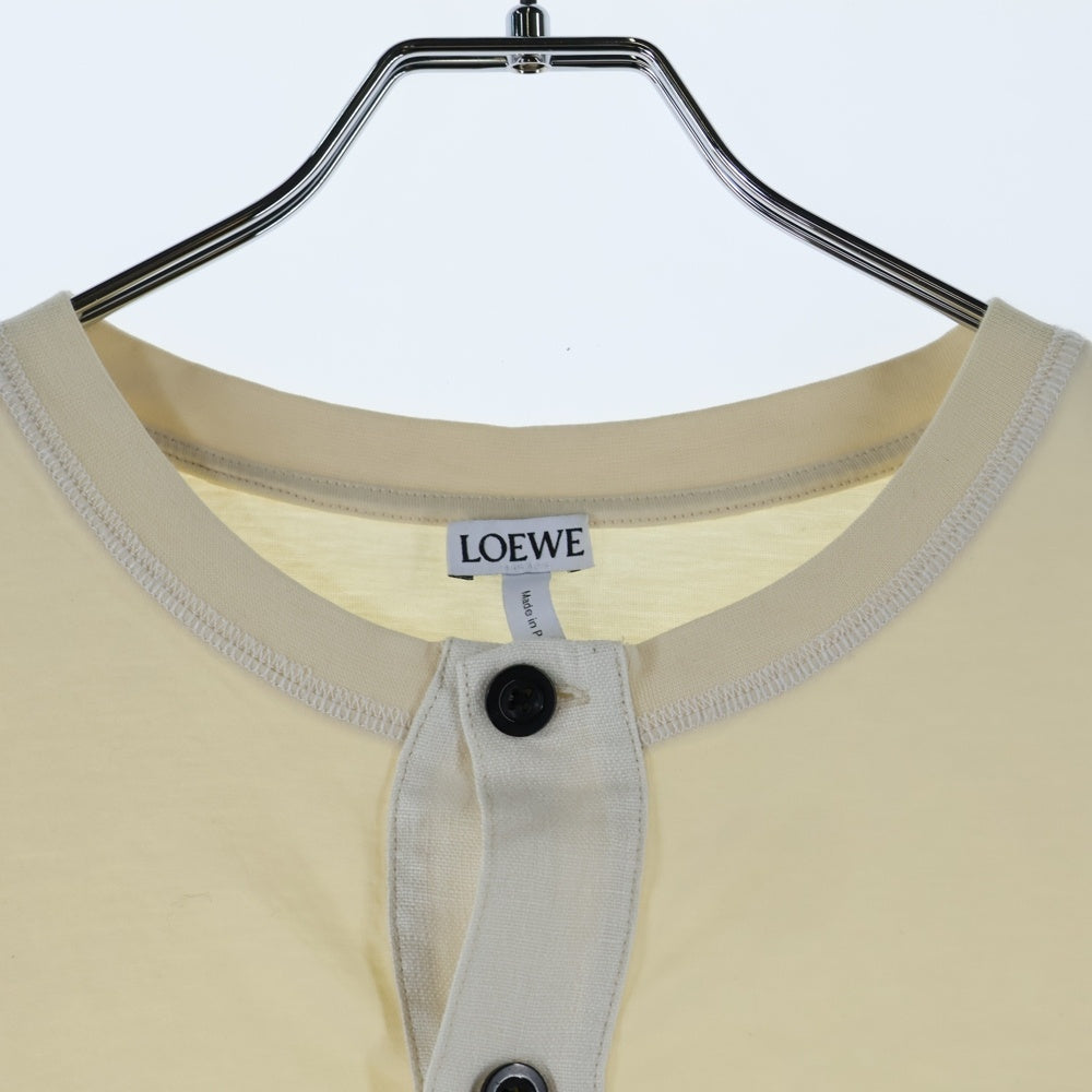 LOEWE(ロエベ) 18AW フロントプリント ヘンリーネック半袖Tシャツ カットソー アイボリー 17150572107
