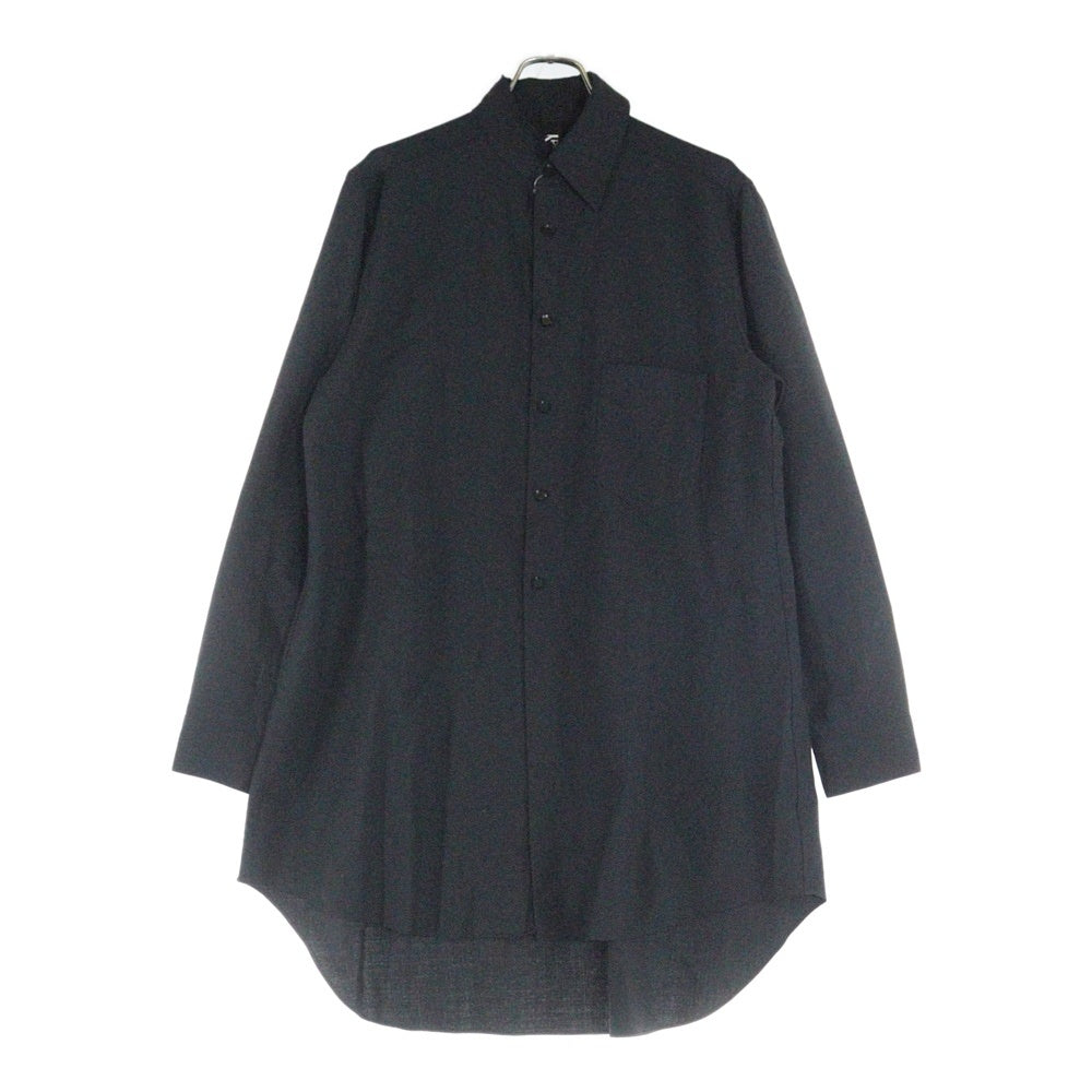 Ground Y(グラウンドワイ) 18AW アシンメトリーカラー ウール混長袖シャツ ブラック GV-B07-100