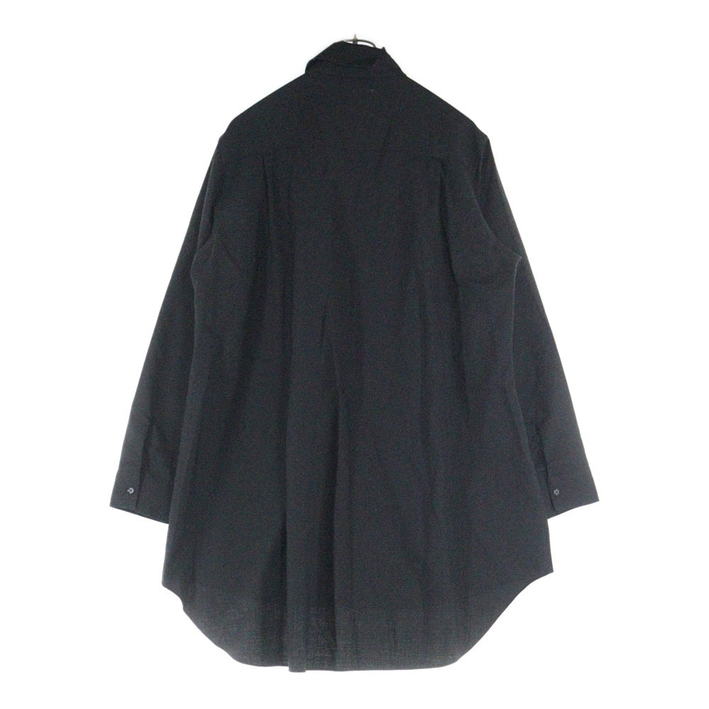 Ground Y(グラウンドワイ) 18AW アシンメトリーカラー ウール混長袖シャツ ブラック GV-B07-100
