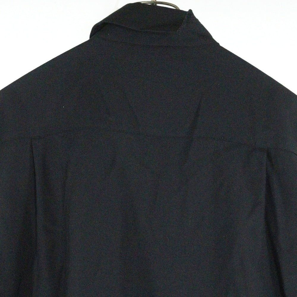 Ground Y(グラウンドワイ) 18AW アシンメトリーカラー ウール混長袖シャツ ブラック GV-B07-100