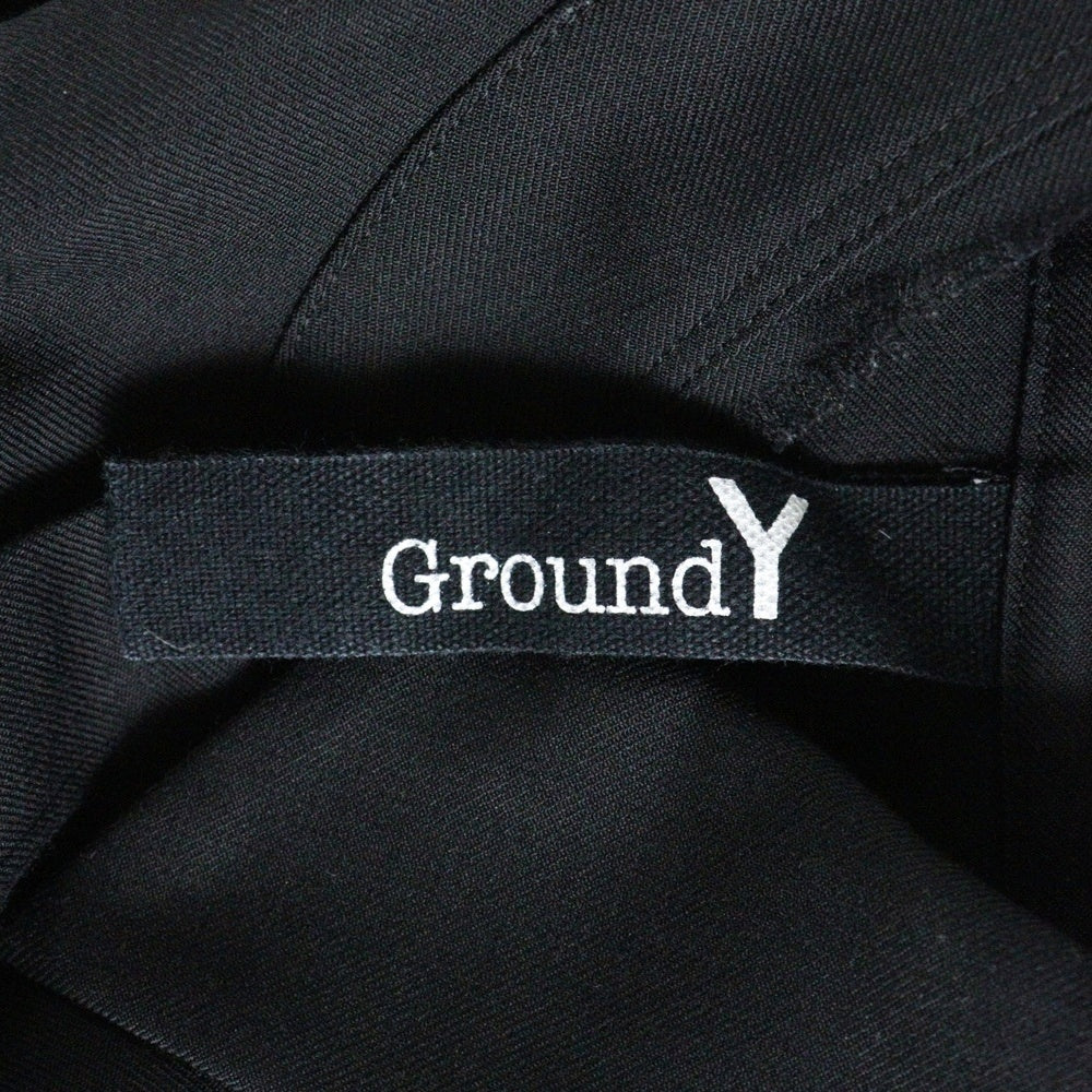 Ground Y(グラウンドワイ) 18AW アシンメトリーカラー ウール混長袖シャツ ブラック GV-B07-100