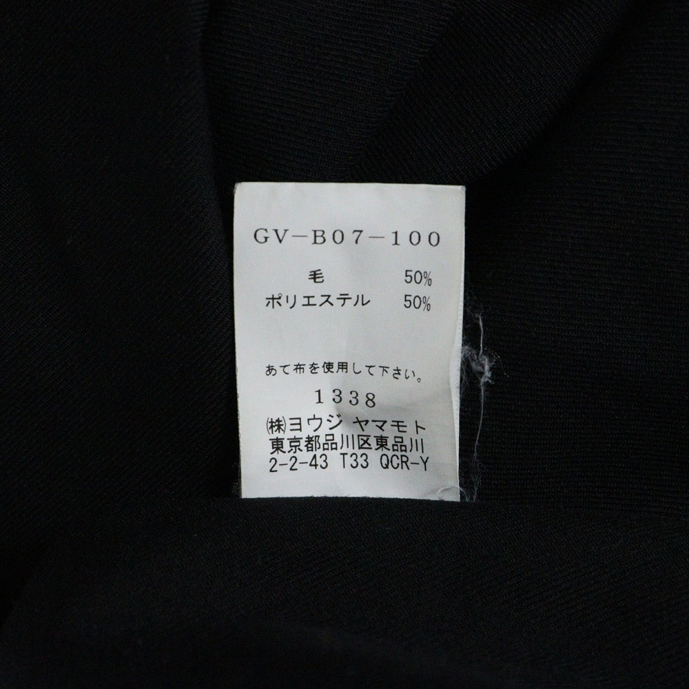 Ground Y(グラウンドワイ) 18AW アシンメトリーカラー ウール混長袖シャツ ブラック GV-B07-100