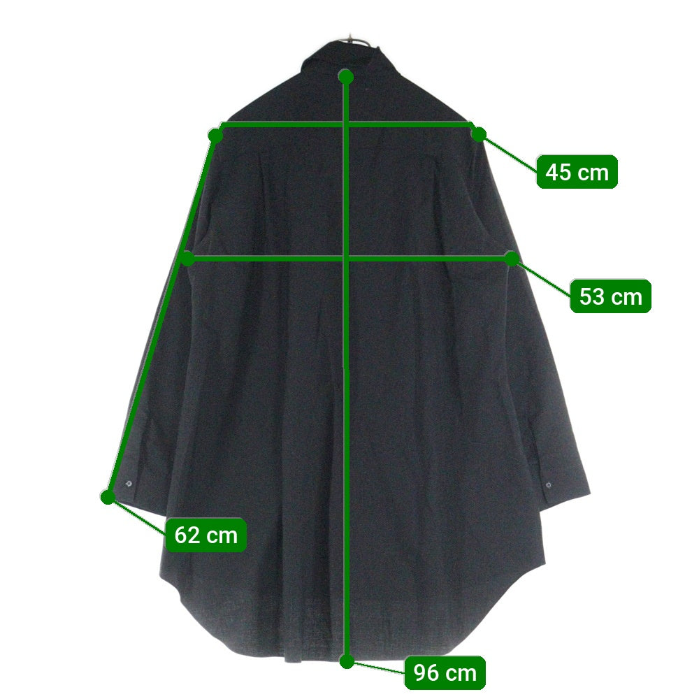 Ground Y(グラウンドワイ) 18AW アシンメトリーカラー ウール混長袖シャツ ブラック GV-B07-100