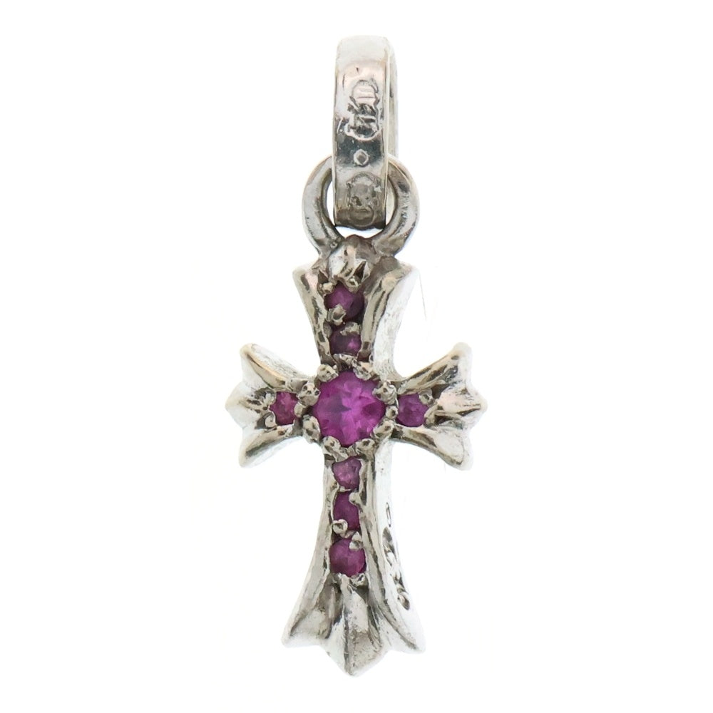 CHROME HEARTS(クロムハーツ) 18KWG CRS BBYFAT P/SAP ベイビーファットクロス PAVEピンクサファイア ペンダントトップ ホワイトゴールド