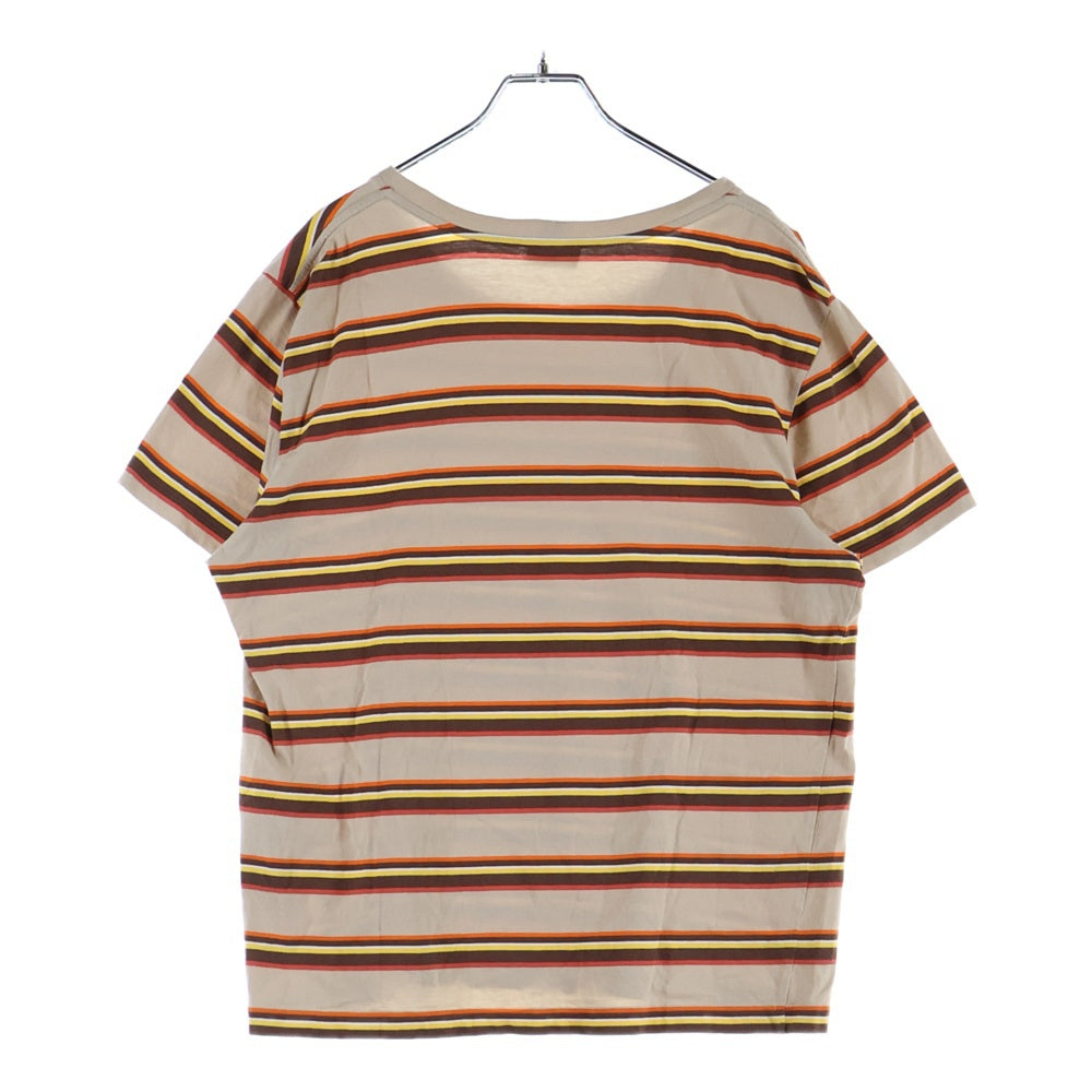 CELINE(セリーヌ) トリオンフ ロゴエンブロイダリー コットン ボーダー クルーネック半袖Tシャツ カットソー ベージュ 2X392305I