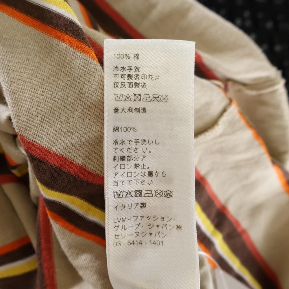 CELINE(セリーヌ) トリオンフ ロゴエンブロイダリー コットン ボーダー クルーネック半袖Tシャツ カットソー ベージュ 2X392305I