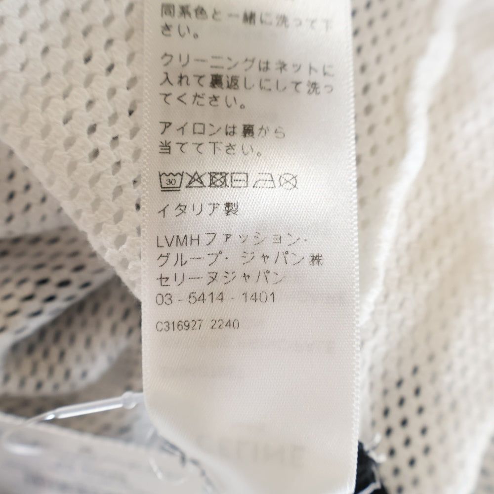 CELINE(セリーヌ) ナンバープリント メッシュ クロップド クルーネック半袖Tシャツ カットソー レディース ホワイト/ブラック 2X94D785T