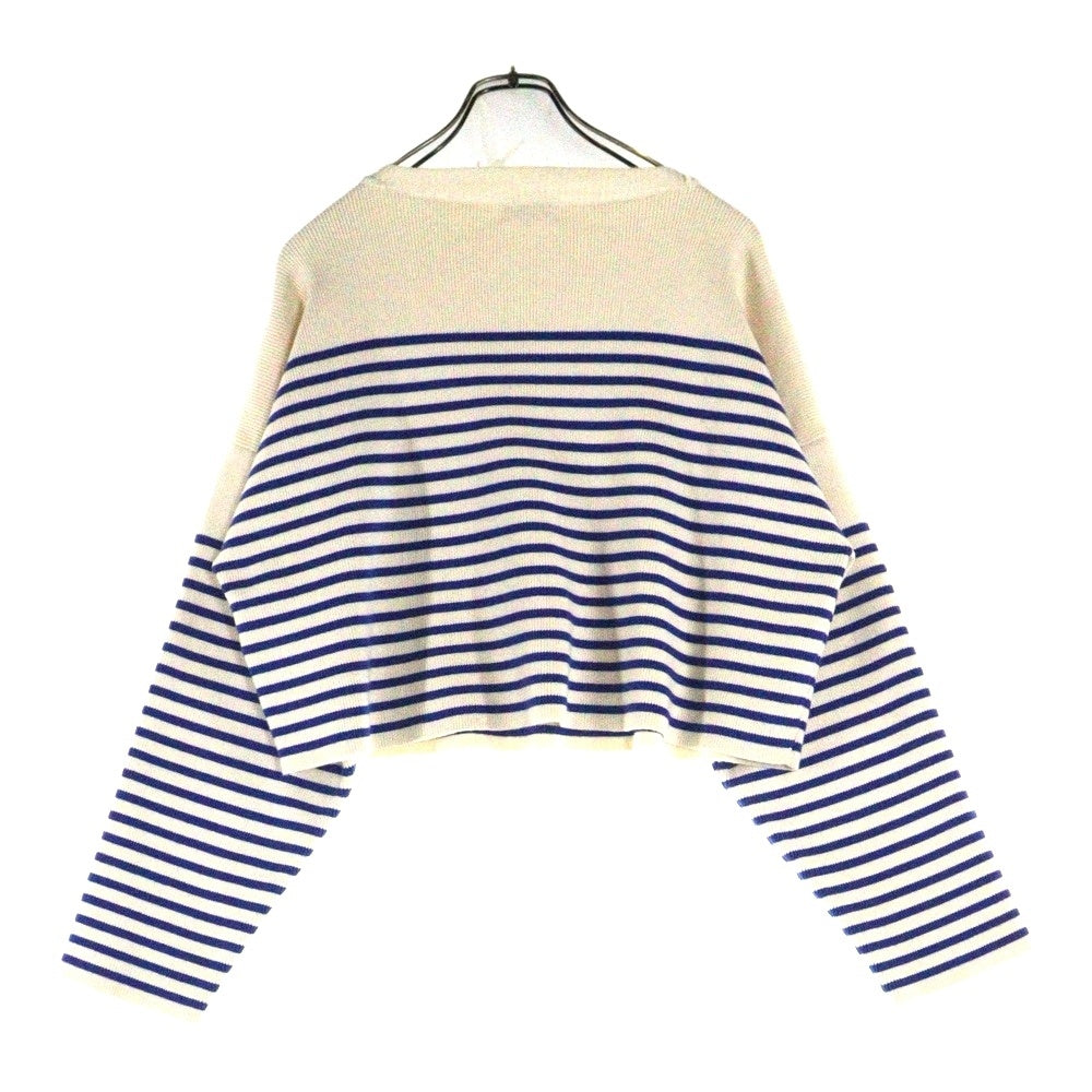 CELINE(セリーヌ) 22SS Boxy Mariniere Sweater in Striped Cotton ボクシーマルニエール クロップド クルーネックニット長袖セーター レディース アイボリー/ブルー 2A80L384N
